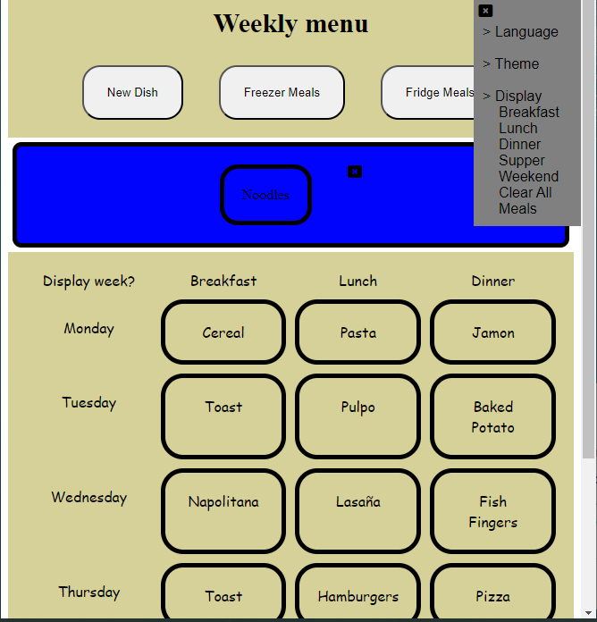 Weekly Menu Planner Website